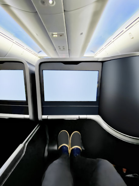 坐在商务舱的座位上图片下载