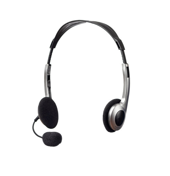 耳机隔离在一个白色背景。客户服务的概念图片下载