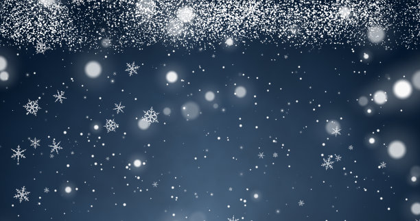 雪花和散景灯在蓝色的圣诞快乐的背景。3D渲染3D插图图片下载