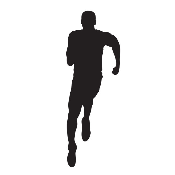 短跑运动员矢量剪影。跑步人正面视图图片下载