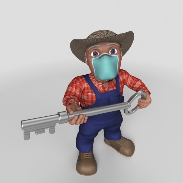 3D卡通农民角色图片下载