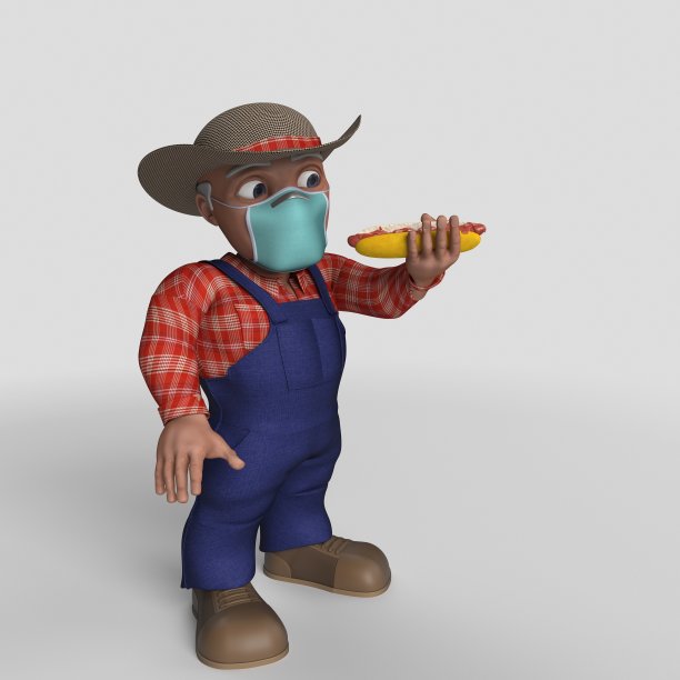 3D卡通农民角色图片下载