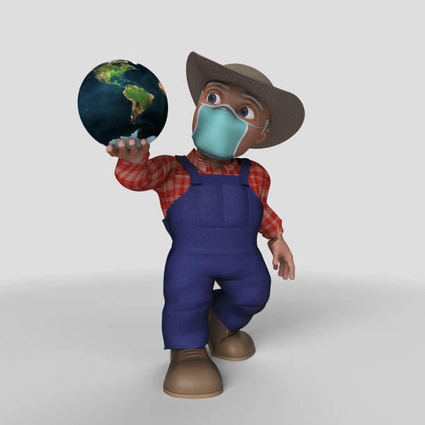 3D卡通农民角色图片下载