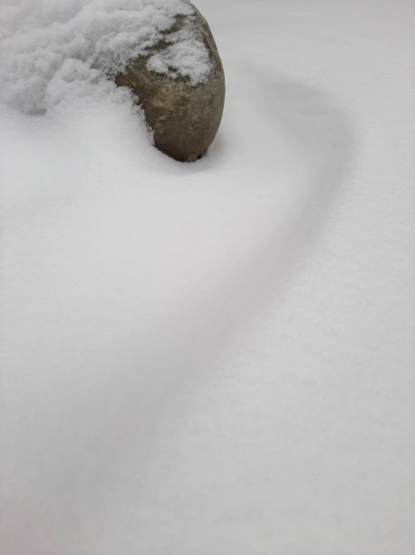 石头在雪堆中间图片下载