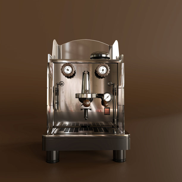 咖啡机被隔离在棕色背景上图片下载