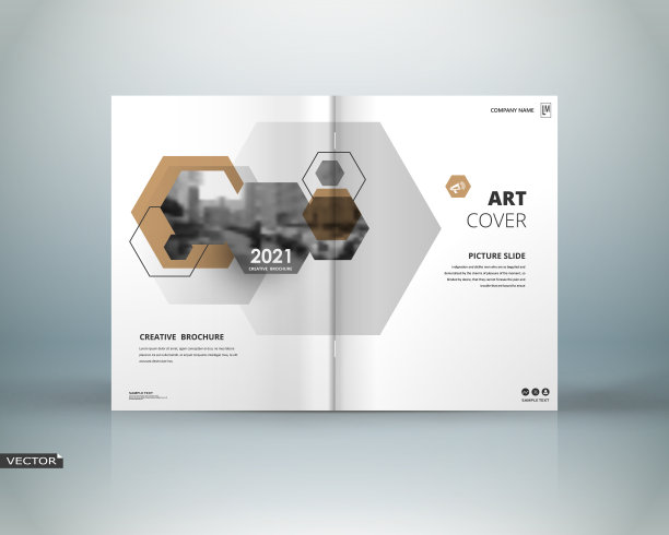 信息牌风格。白色a4宣传册封面设计。的横幅。标题页模型集。现代矢量首页艺术。城市房屋结构。黄色边框，线条，品牌标志图标。广告传单文字字体图片下载