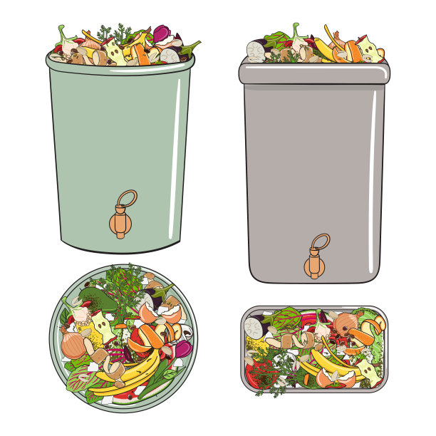 装有厨房废料、水果和蔬菜的堆肥箱。没有食物浪费。回收有机废物、堆肥。可持续生活，零浪费理念。图片下载