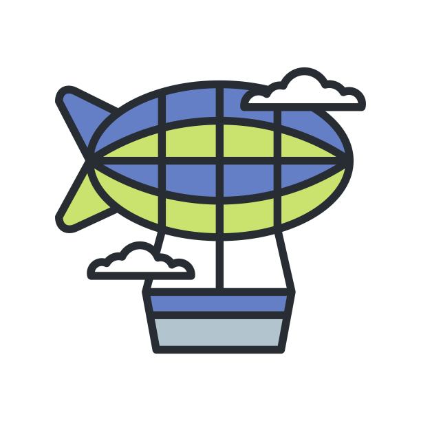 热气球平面插图。飞艇图标。图片下载
