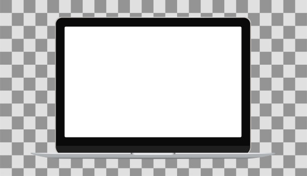 模型。现代笔记本电脑模型前视图，孤立的透明背景。图片下载