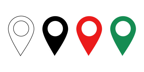 地图上的标记位置。位置图标隔离在白色背景。矢量。图片下载