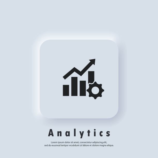 生产力的图标。齿轮齿轮与增长图形。分析标志。向量。Neumorphic UI UX白色用户界面web按钮。Neumorphism图片下载