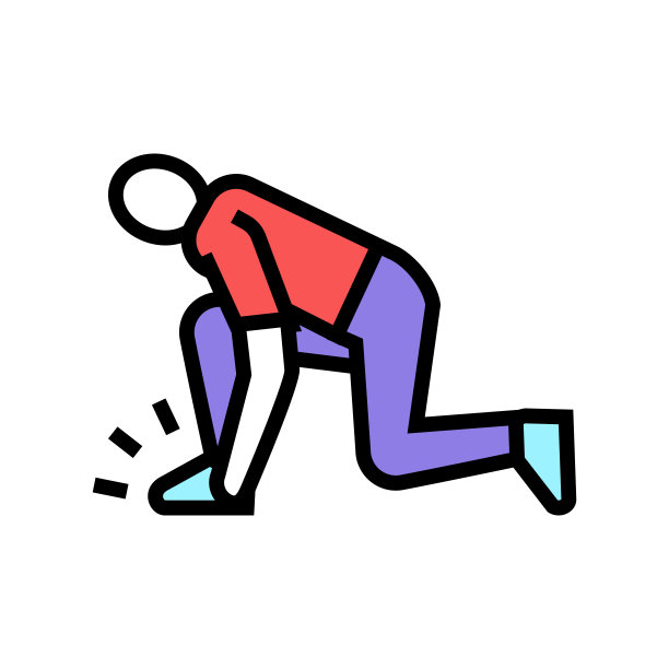 人腿疼痛痛风症状彩色图标矢量插图图片下载