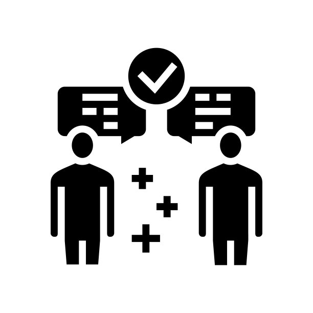 叶间沟通软技能字形图标矢量插图图片下载