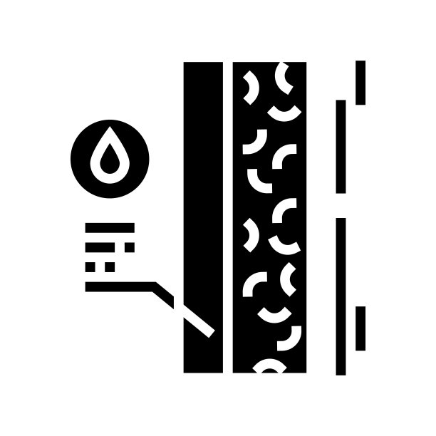 防水房屋墙体层字形图标矢量插图图片下载