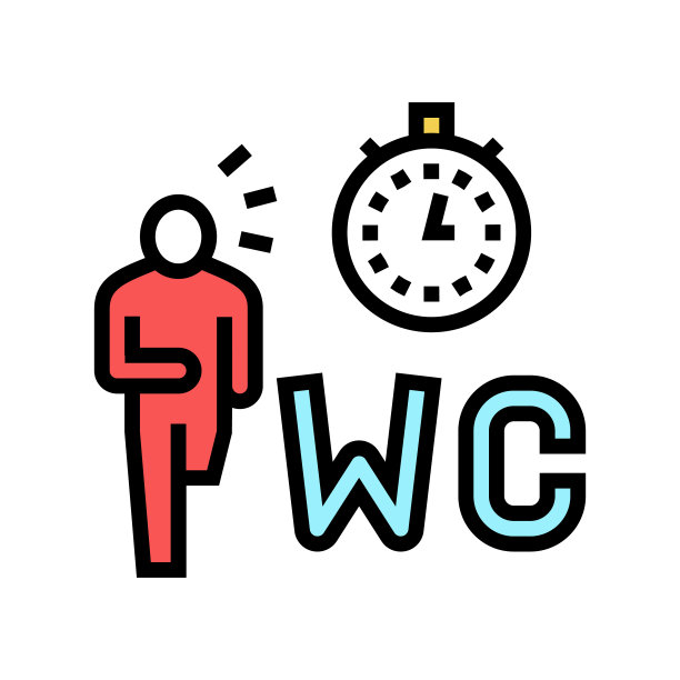 腹泻消化系统问题颜色图标矢量插图图片下载