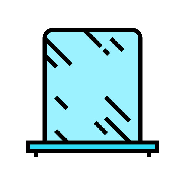 浴室镜子颜色图标矢量插图图片下载