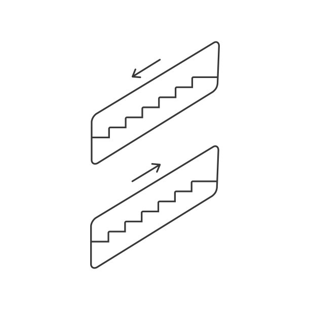 自动扶梯线图标在平坦的风格。向量图片下载