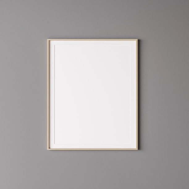 灰色墙壁上的木制垂直框架模型图片下载