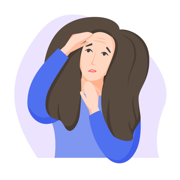 女人首先发现皱纹，担心变老，对自己不满，与外表有关的社会压力和年龄歧视问题，扁平的风格。矢量图图片下载