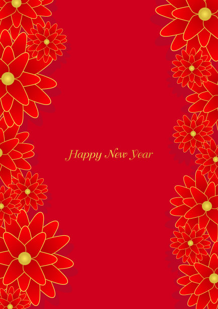 红色幸运的中国花框矢量装饰在中国新年节日。图片下载