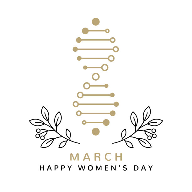 国际妇女节细线极简设计。3月8日，8号在白色背景上分离出一条DNA链。向量。妇女节快乐卡片图片下载