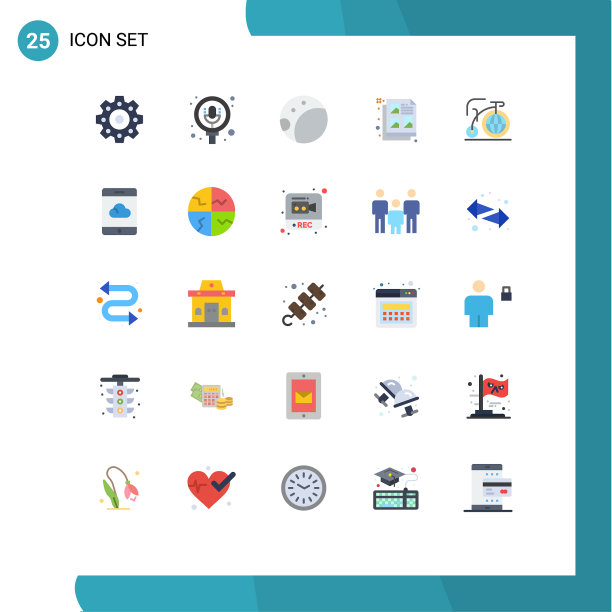 可编辑线包25个简单的平面颜色图片下载