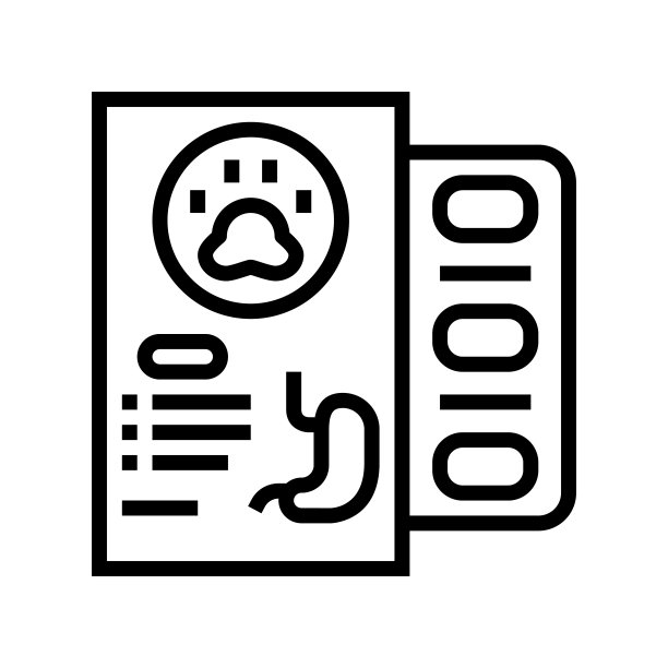 药物宠物胃线图标矢量插图图片下载
