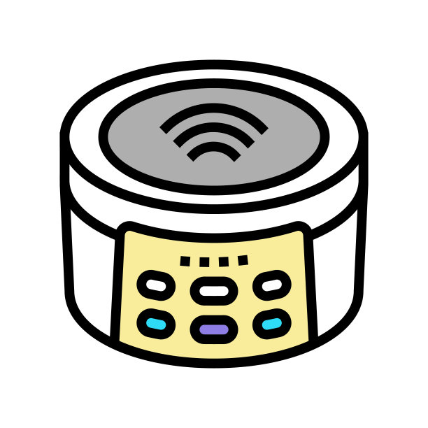 无线音乐扬声器彩色图标矢量插图图片下载