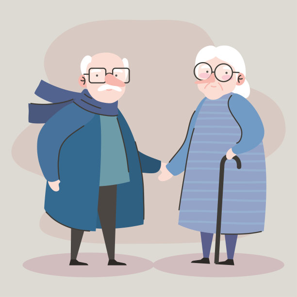 可爱的祖父母夫妇和拐杖人物图片下载