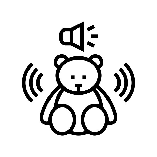 声音音乐泰迪熊玩具线图标矢量插图图片下载