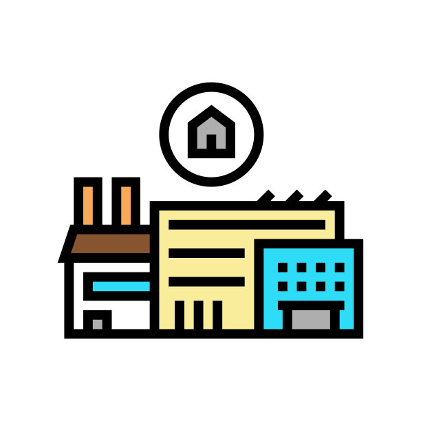 木材工厂颜色图标矢量插图图片下载