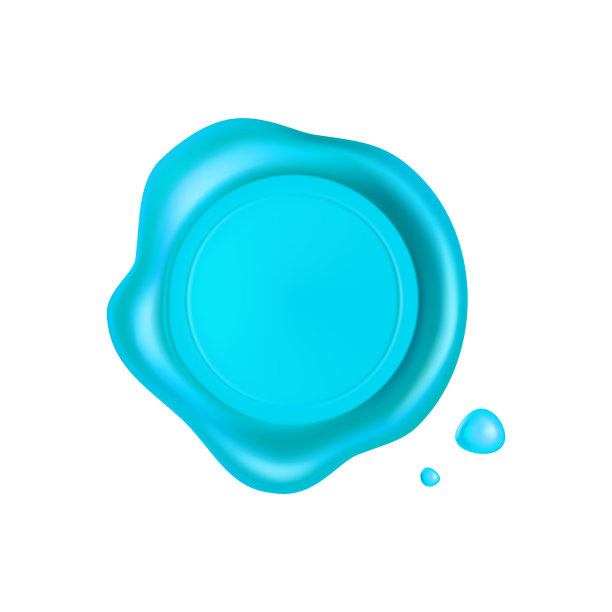 青色蜡密封。蜡印章印章孤立在白色背景。现实的保证蓝色邮票。逼真的3d矢量图图片下载