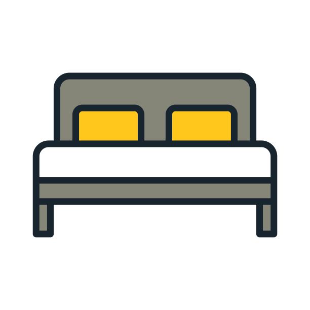 床图标孤立的白色背景。酒店房间床的标志。图片下载