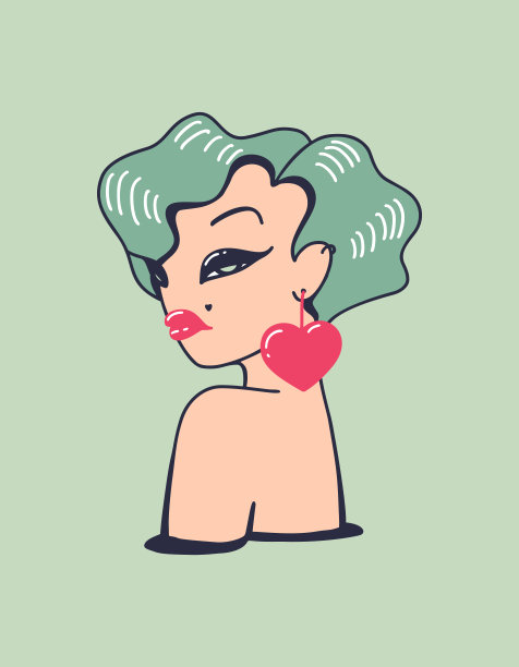 漂亮迷人的年轻女子，戴着心形耳环图片下载