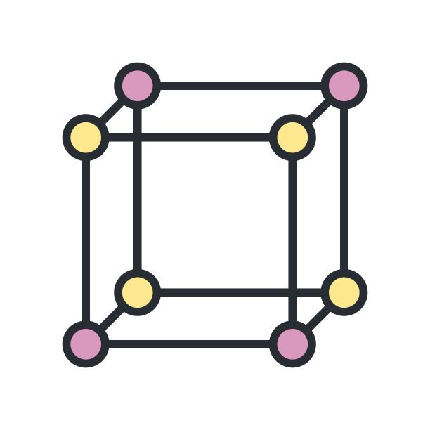 白色背景上的分子立方体矢量图标图片下载