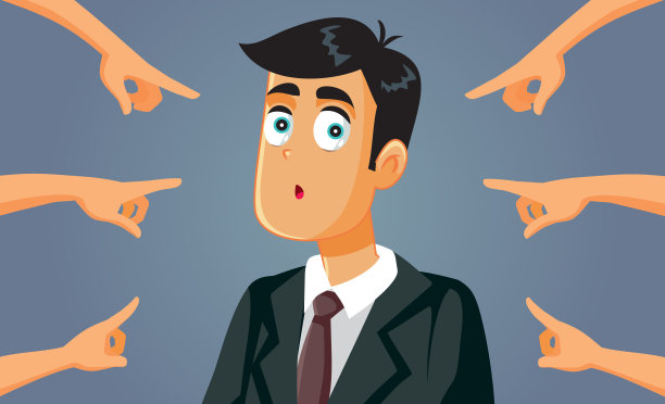 双手指向一个困惑的商人图片下载