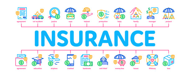 保险通用最小信息图旗帜矢量平面图片下载