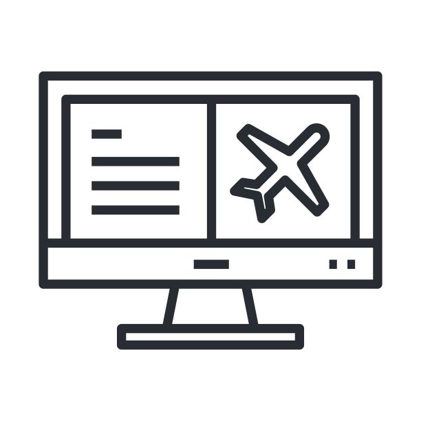 在线机票预订图标在平面设计风格。图片下载