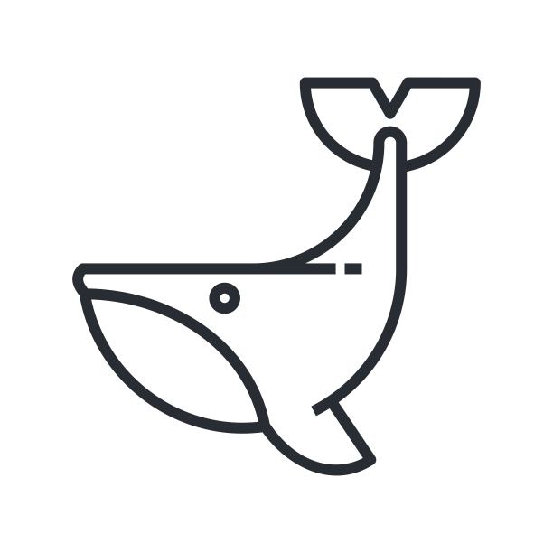 鲸鱼图标，平面设计风格。海洋野生动物，海洋哺乳动物。图片下载