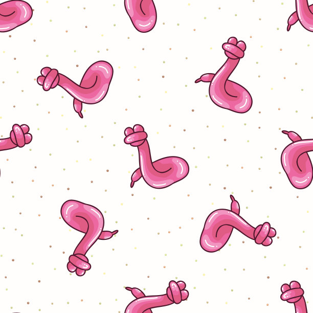 可爱的卡通粉红女孩气球动物蛇的背景。手绘光泽充气派对庆祝家庭装饰。可爱的孩子的生日新奇的娱乐全印。图片下载