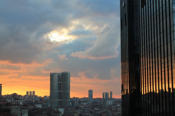 城市景观与日落图片下载