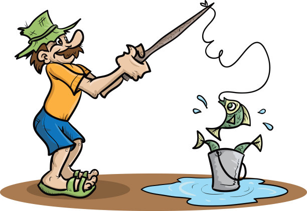 从桶里钓鱼的人图片下载