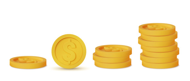 3d逼真的硬币孤立的白色硬币图标，矢量图片下载