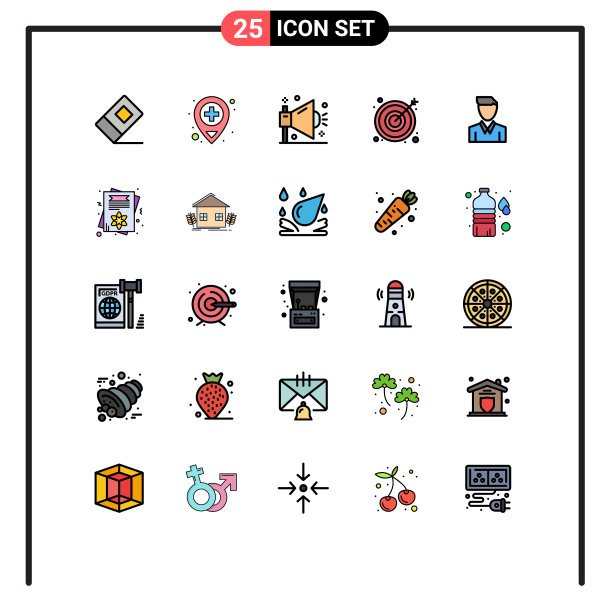 包25个创意填充线平色图片下载