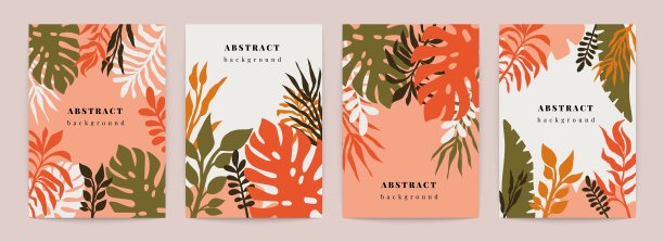 抽象的背景。简约植物海报设计热带植物，当代艺术。矢量图图片下载