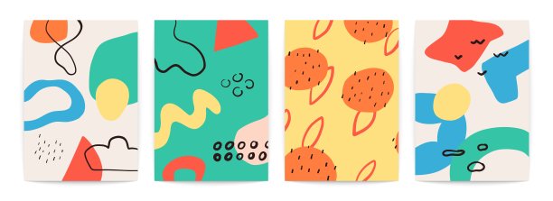 抽象的涂鸦形状海报。丰富多彩的图片。明亮而有创意的图画。矢量图图片下载