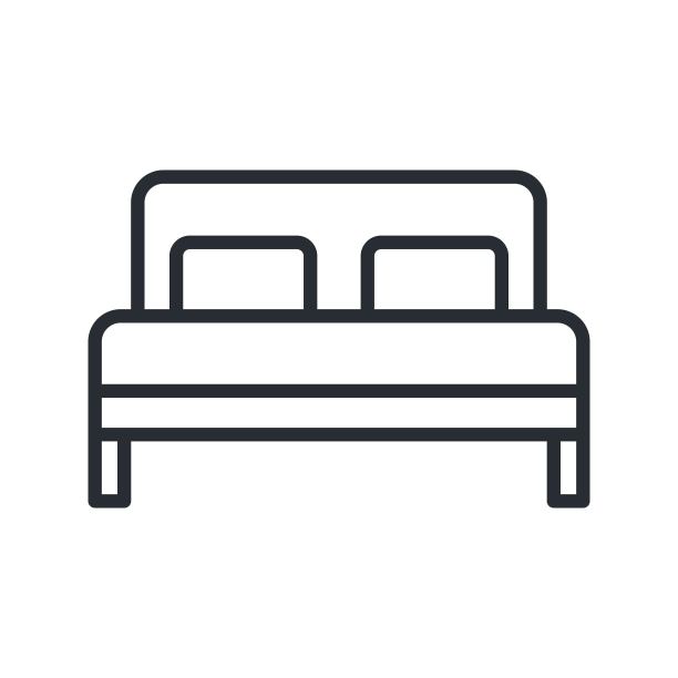 床图标孤立的白色背景。酒店房间床的标志。图片下载