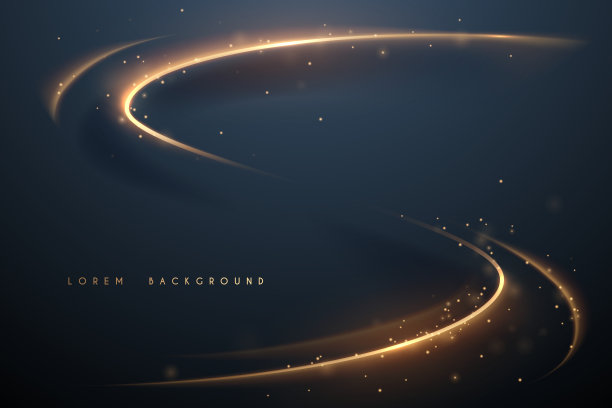 带有火花和辉光效果的抽象金色线条图片下载