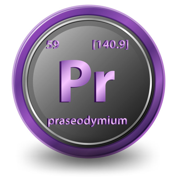 镨元素。原子序数和原子质量的化学符号。图片下载