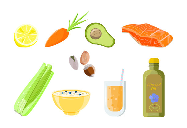 在家吃素食。矢量图标集。图片下载